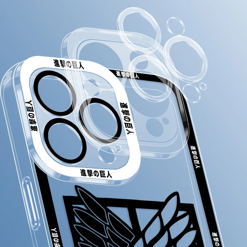 Logotipo de Anime Attack on Titan para Apple iPhone, 15, 14, 13, 12, 11, XS, XR, X Pro MAX, 8, 7 Plus, SE, Ojos de Ángel, funda transparente para teléfono - imagen 5
