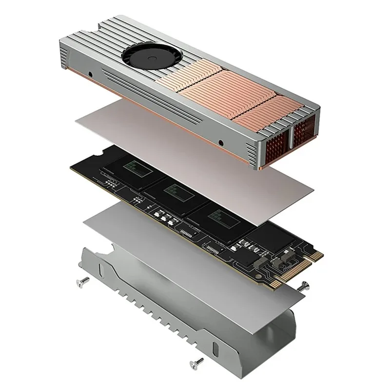 TEUCER-disipador de calor M.2-8 SSD M.2 NVMe, estructura de cobre y aluminio con ventilador silencioso, Accesorios de ordenador - imagen 5