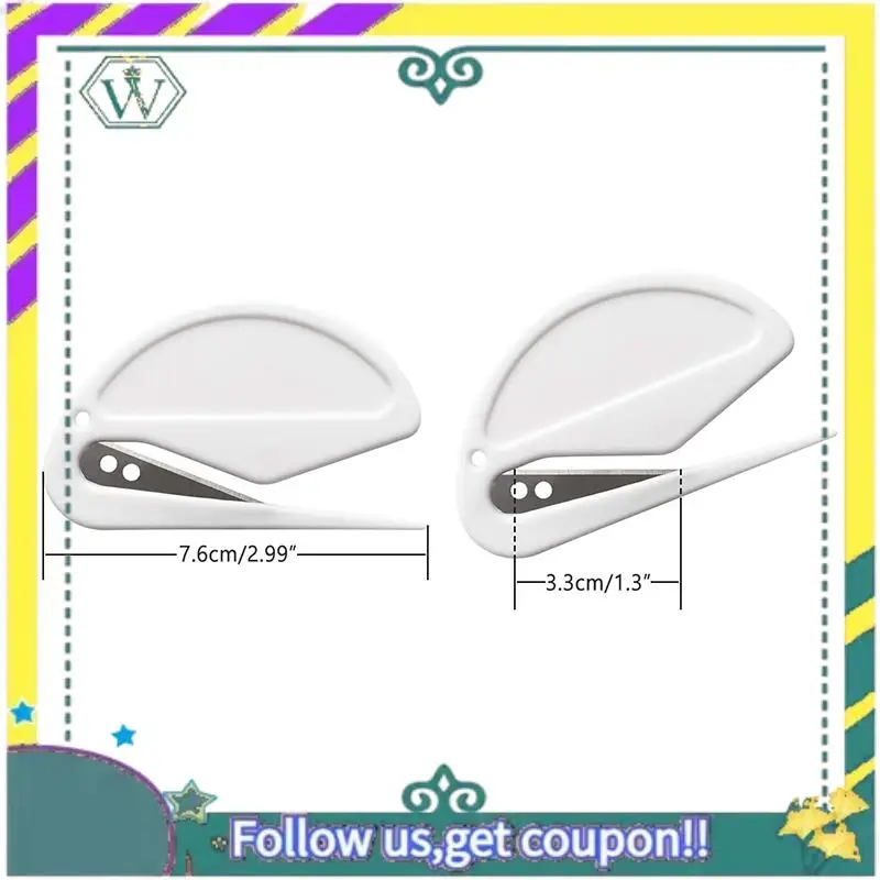 NUEVO cortador de papel, abrecartas, cortador de sobres ABS, abrecartas de correo con cuchillo de papel de hoja, tres paquetes, blanco - imagen 5