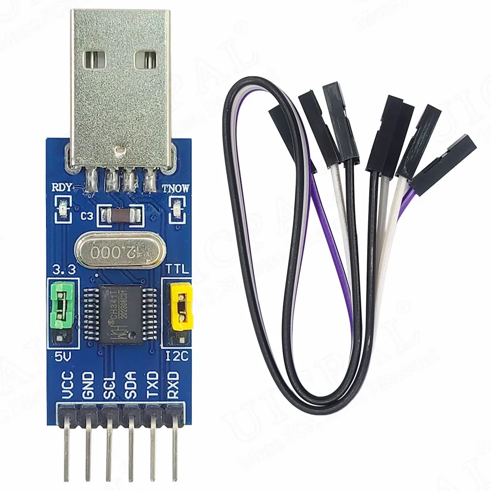 Módulo de conversión USB a I2C IIC UART USB a TTL microcontrolador STC STM 2 en 1 descargador de puerto serie CHT341T - imagen 2
