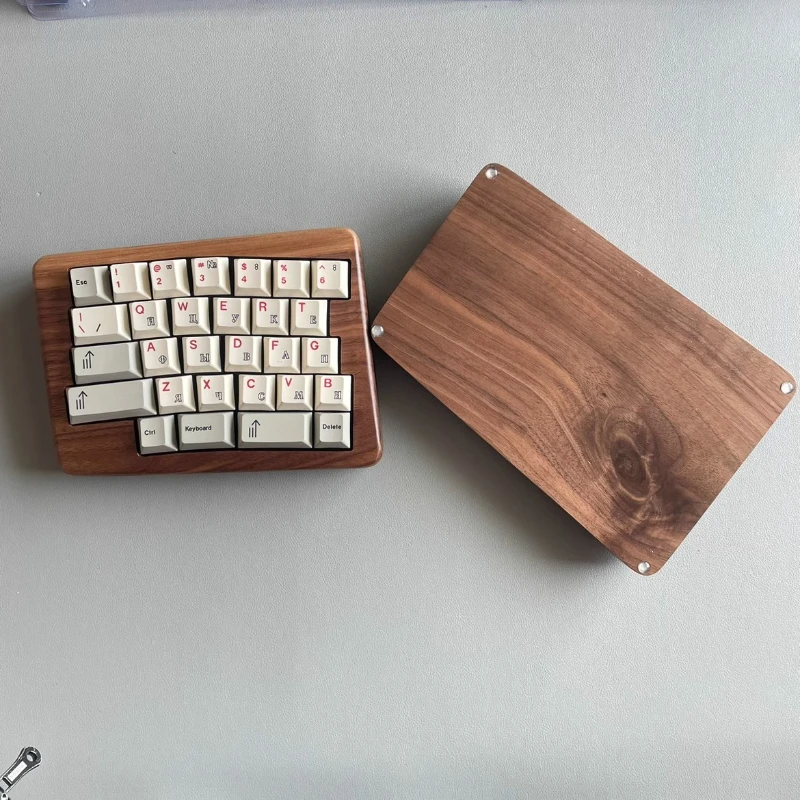 Teclado mecánico dividido personalizado North American Black Walnut 2,4G inalámbrico mano izquierda y derecha HHKB con Vial teclado de juego regalo - imagen 4