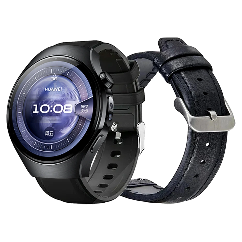 Correa de cuero de 22mm * silicona para HUAWEI WATCH 5 46mm 4pro Buds Runner reemplazar bandas HUAWEI WATCH GT 5 Pro GT5 4 3 pulsera deportiva