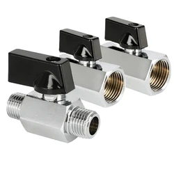Mini válvula de bola de cobre con rosca interior y exterior