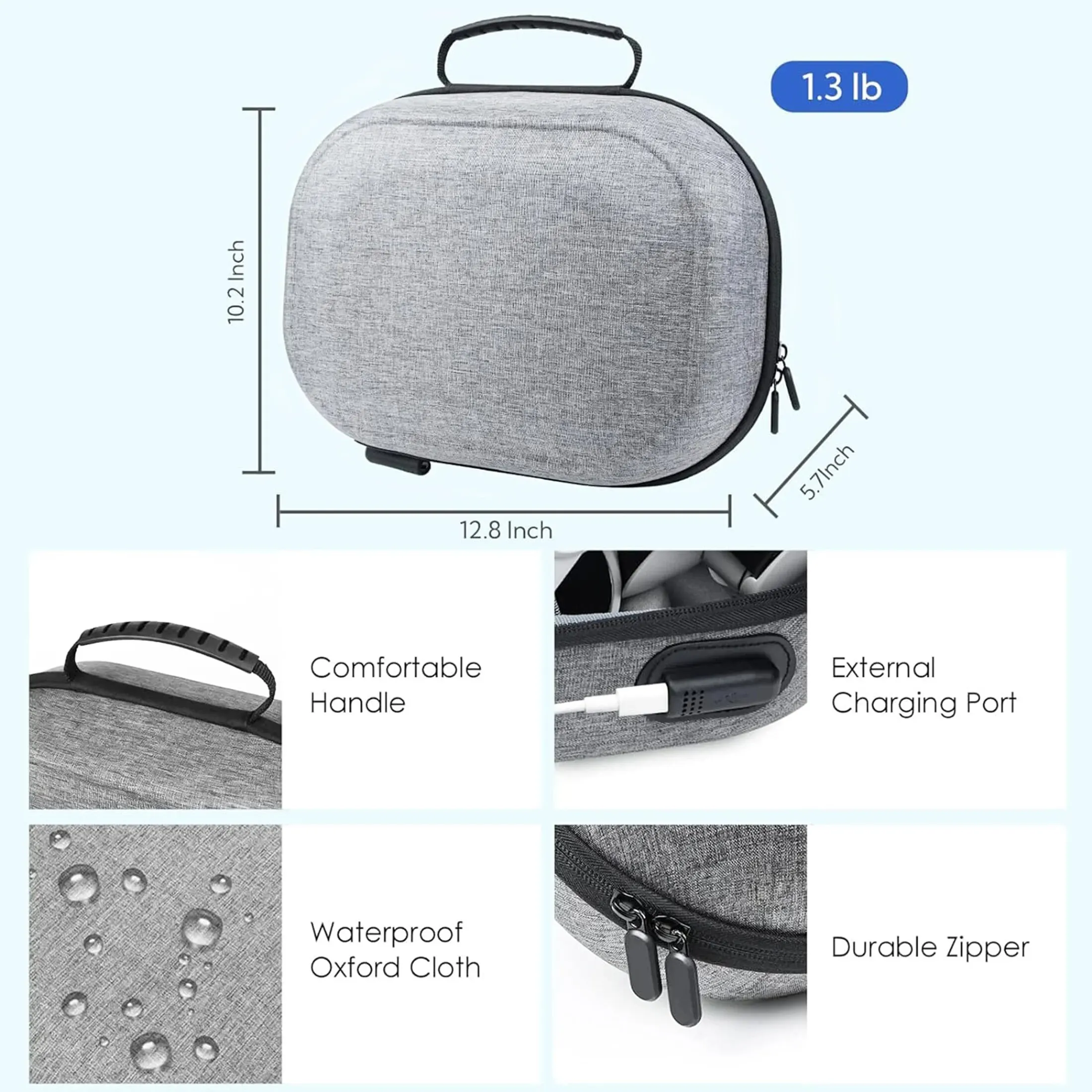 Estuche de transporte duro con puerto de carga para Oculus Quest 2/Meta, estuche de viaje de transporte de carcasa dura para accesorios de juegos VR - imagen 3
