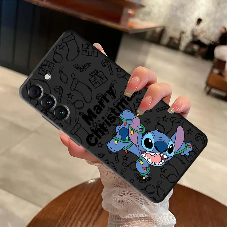 Funda para Samsung Galaxy A32 A26 A72 A24 A55 A25 A71 A41 A35 A36 A23 A53 A22 A52 A51 A73 funda negra suave para teléfono Stitch Navidad - imagen 3