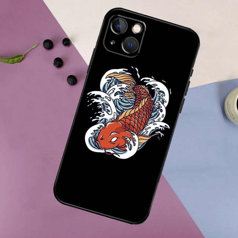 Tatuaje japonés Koi Dragon Wave funda de silicona para iPhone 17 15 14 13 12 11 Pro Max 16 Plus 12 13 Mini 16e 17 Air contraportada - imagen 5