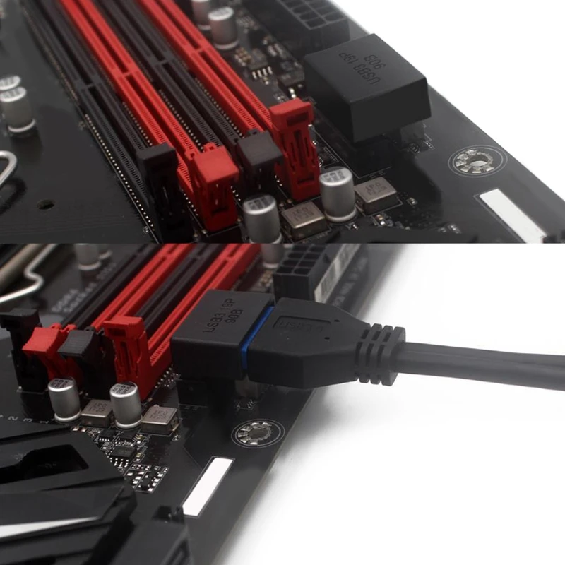 Placa base de computadora de escritorio Adaptador de conexión USB 3.0 19p 20p Aguja de enchufe vertical 90 °   Gire el codo de dirección instalado - imagen 4