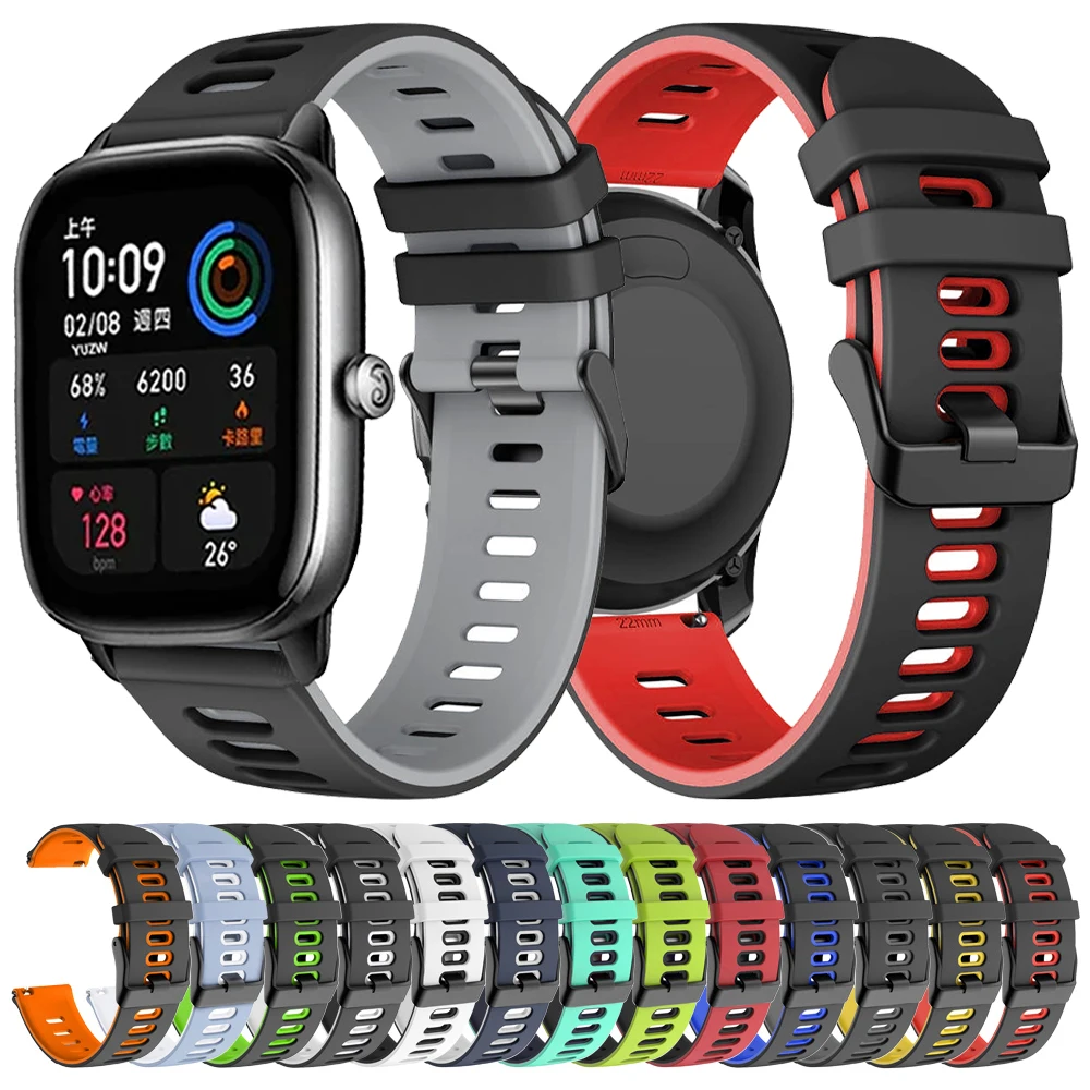 Correa de silicona deportiva para Amazfit Bip 5 GTR 4, pulsera de 20mm y 22mm para GTS 4 2 Mini 3 2E, Bip U/U Pro/ GTR de 42mm - imagen 2