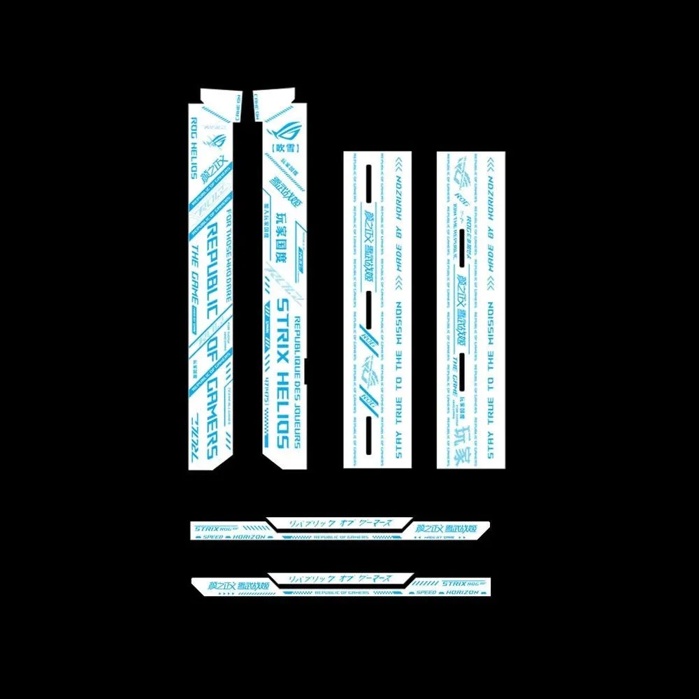 Pegatinas MOD Anime para funda de jugadores ROG Strix Helios, DIY GX601 gabinete de juegos cubierta de pegatina de gamuza decorativa Kit de 8 Uds - imagen 5