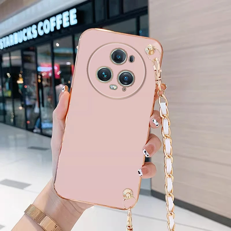 Para OPPO Find X9 Pro chapado bandolera cordón collar cadena funda para FindX9Pro lente protectora cubierta de silicona de cuero metálico - imagen 5