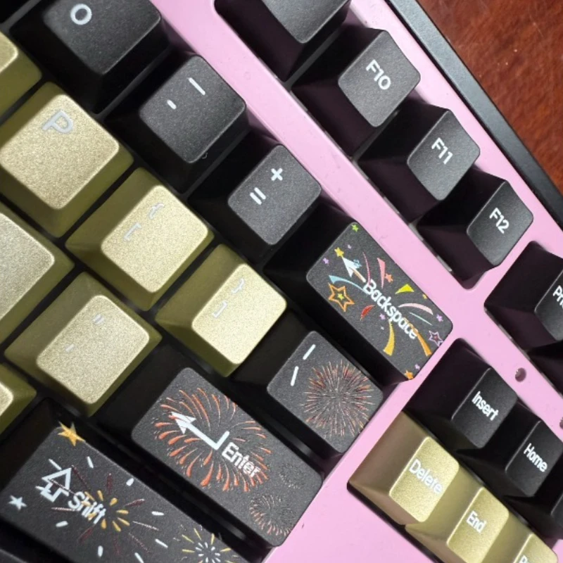 Sanmu periférico negro oro imitación ánodo fuegos artificiales conjunto completo cereza perfil 87 con textura de Metal teclas aleación de Zinc regalo
