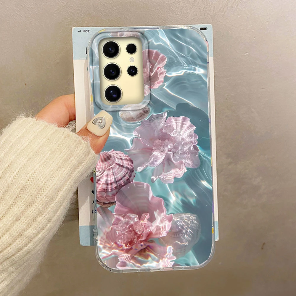 Funda de teléfono para niñas con textura de agua y concha de perla oceánica de verano para Samsung Galaxy S25 Edge S24 S23 S22 S21 FE Plus Ultra - imagen 4