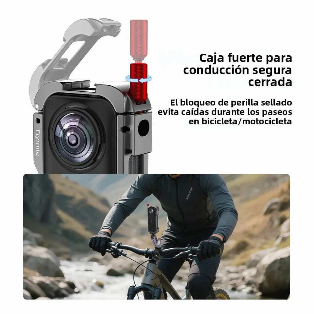 Jaula de marco de aluminio para Insta360 X5, carcasa de Metal para zapata fría con cubierta de lente de silicona para Insta 360 X5, accesorios duraderos - imagen 4