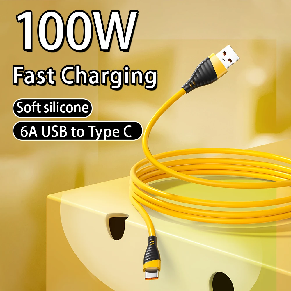 Cable de datos de carga rápida USB tipo C, 120W, 6A, goma líquida suave, cargador de teléfono Android, Cable de transferencia de datos USB A a tipo C - imagen 2