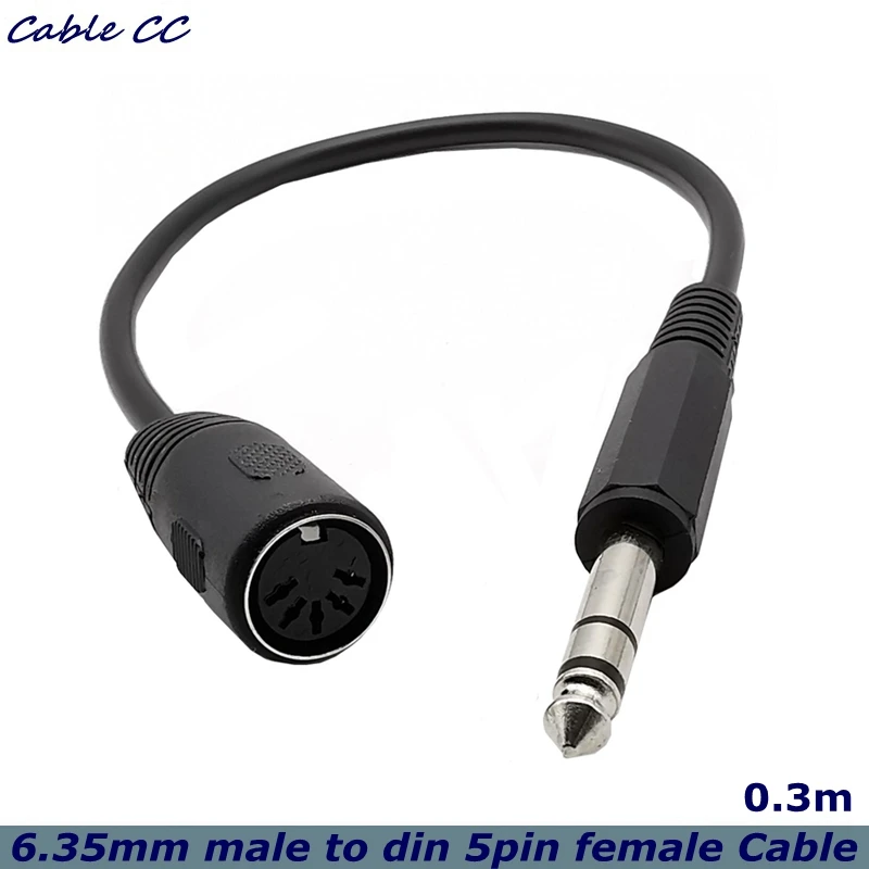 Cable de extensión de Audio estéreo MIDI Din de 5 pines hembra a Monoprice, 6,35mm (1/4 pulgadas), TRS macho para teclado MIDI de 30cm, la mejor calidad