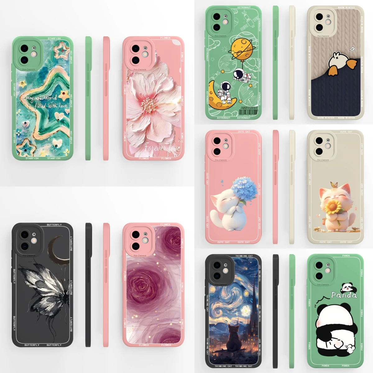 Para iPhone 11 Pro Max Funda de lujo mariposa suave silicona líquida anticaída Funda de teléfono de alta calidad para iPhone11 Capa ligera