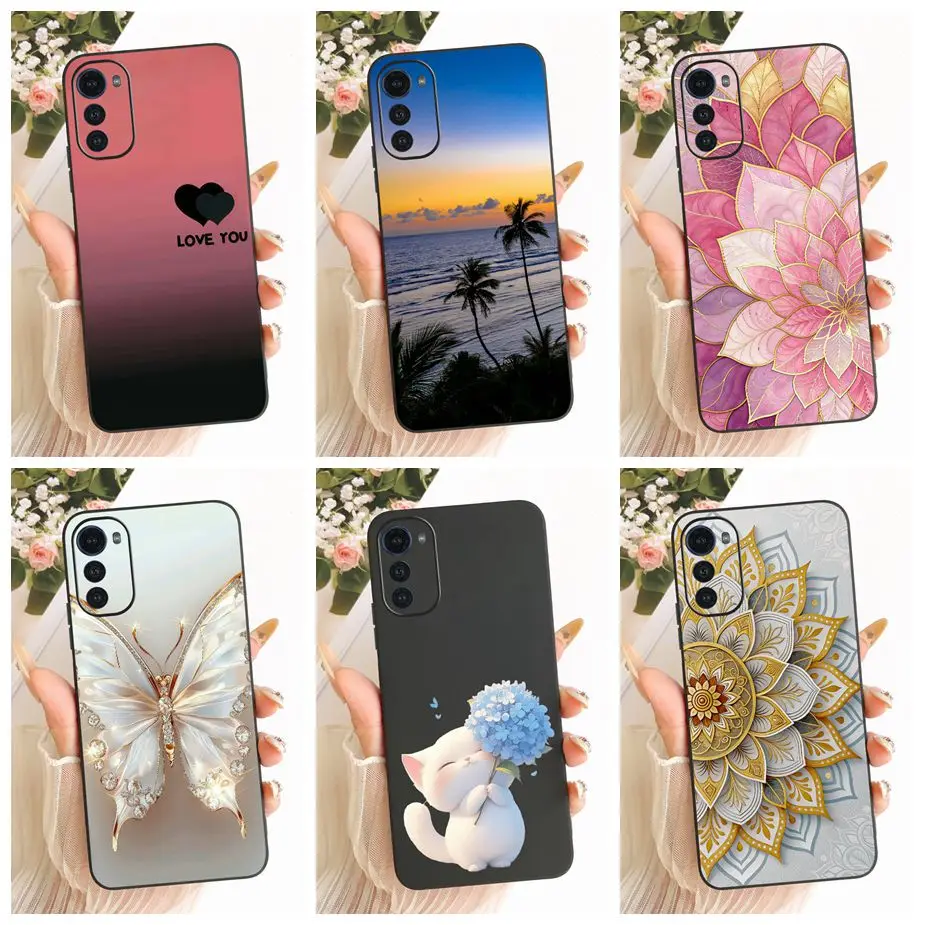 Para Motorola Moto E32 funda MotoE32s flores de lujo cubierta pintada suave TPU funda de teléfono para Motorola Moto E32s E 32 MotoE32 s Shell