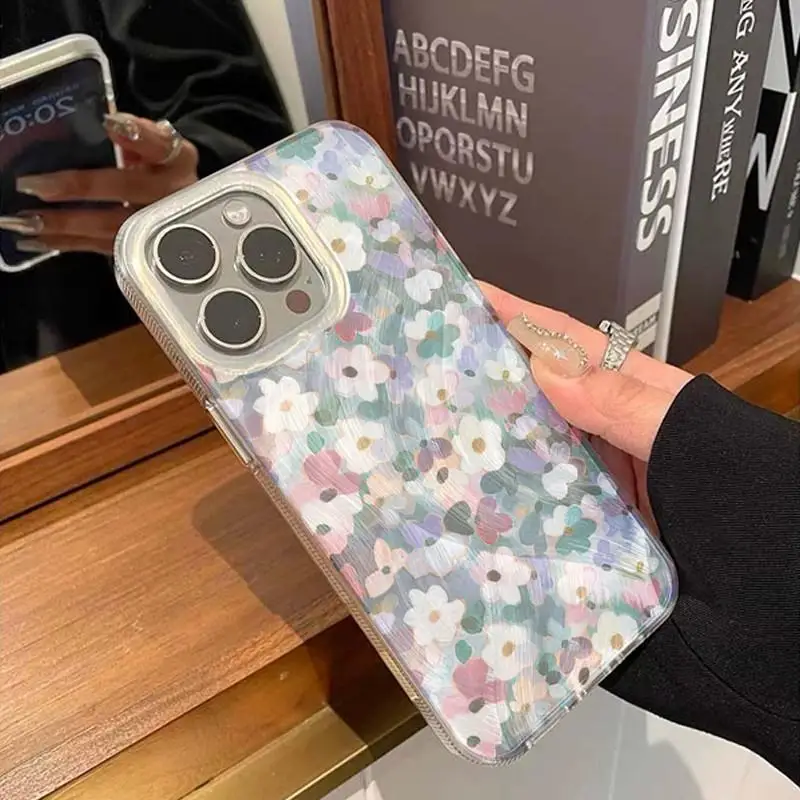 Funda de flores coloridas para iPhone 16Pro 17 15 14 13 12 11 Pro Max XR 7 8 Plus SE carcasa protectora de pantalla a prueba de golpes - imagen 3