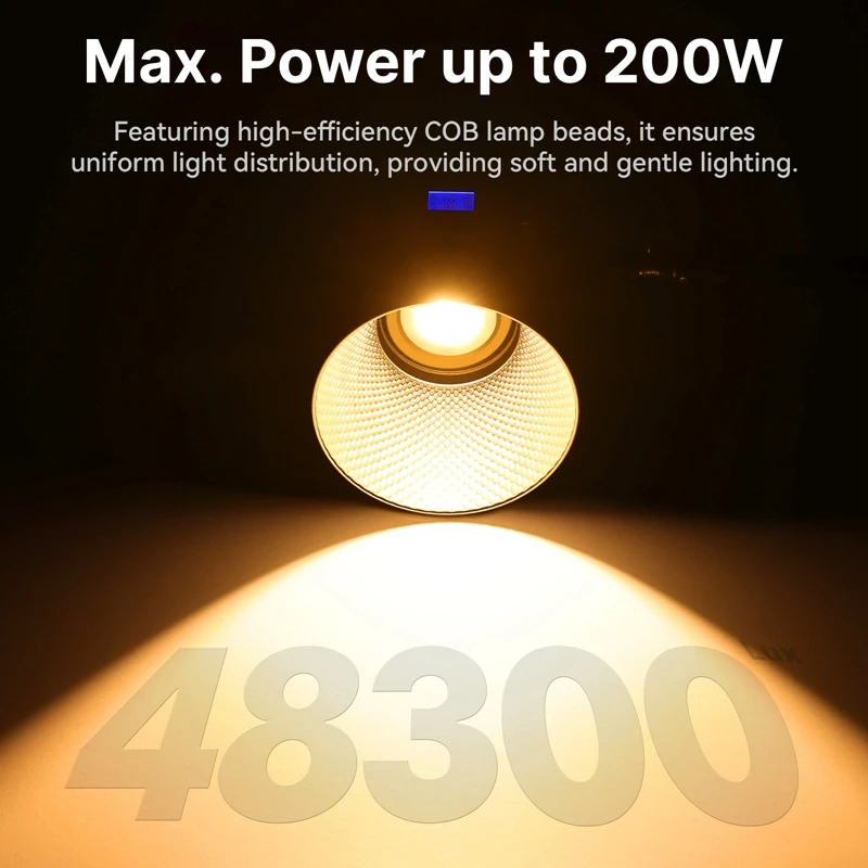 Ulanzi VL-200Bi 200W Luz de vídeo con montaje en V CRI 95+ 2700K-6500K CCT para fotografía de transmisión en vivo Luz COB con control inalámbrico - imagen 3
