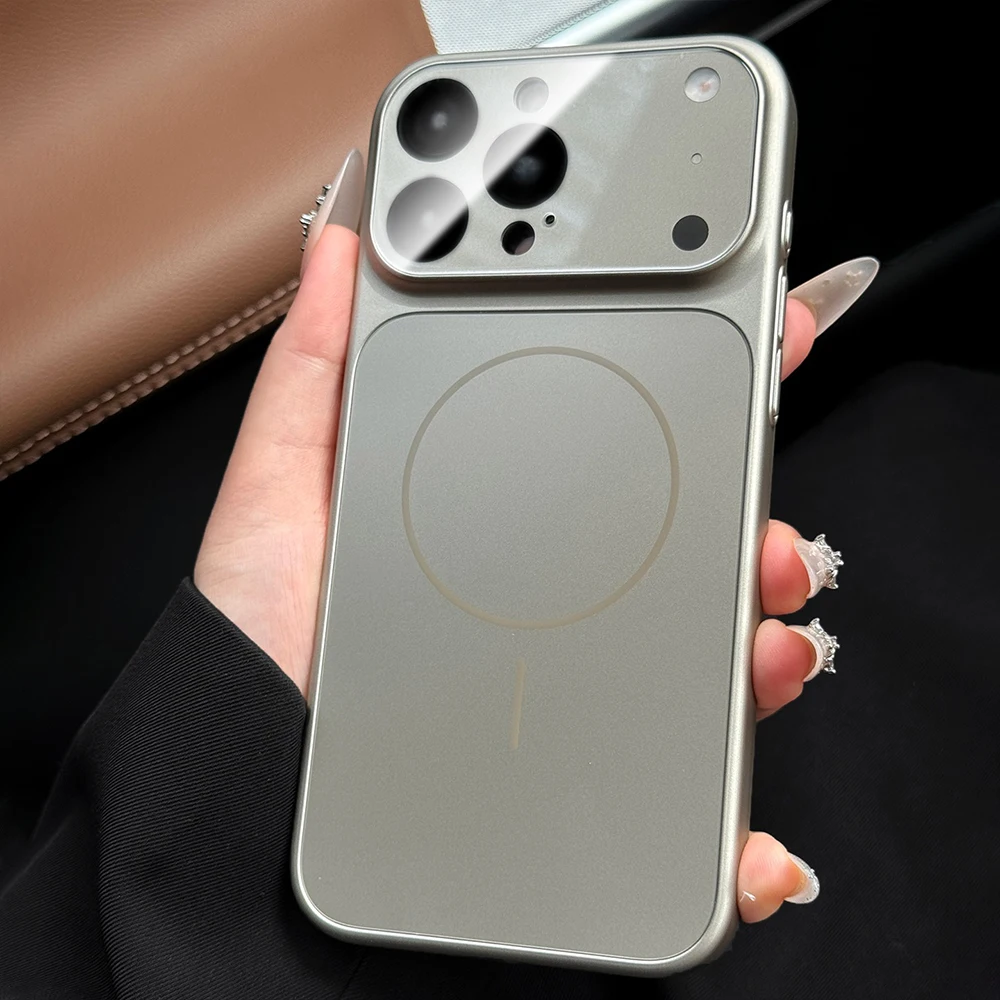 Nueva funda de teléfono con película protectora de lente de cristal para iPhone 17 14 13 16 15 Pro Max Plus 17 Air 17Pro para Magsafe fundas dura mate magnética.funda iphone 17 pro max - imagen 5