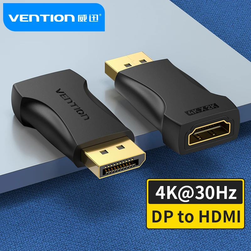Adaptador Vention DP a HDMI, puerto de pantalla 4K30Hz, convertidor macho a HDMI hembra para PC, portátil, proyector, adaptador DisplayPort a HDMI
