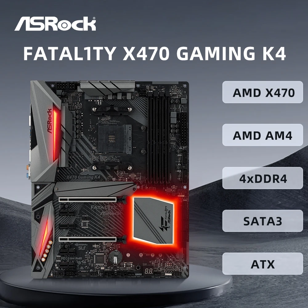 Placa base ASROCK X470 GAMING K4 AMD AM4 compatible con 5800X3D 5700x3D 5700X 5600G 4600G CPU AMD X470 4xDDR4 HDMI ATX