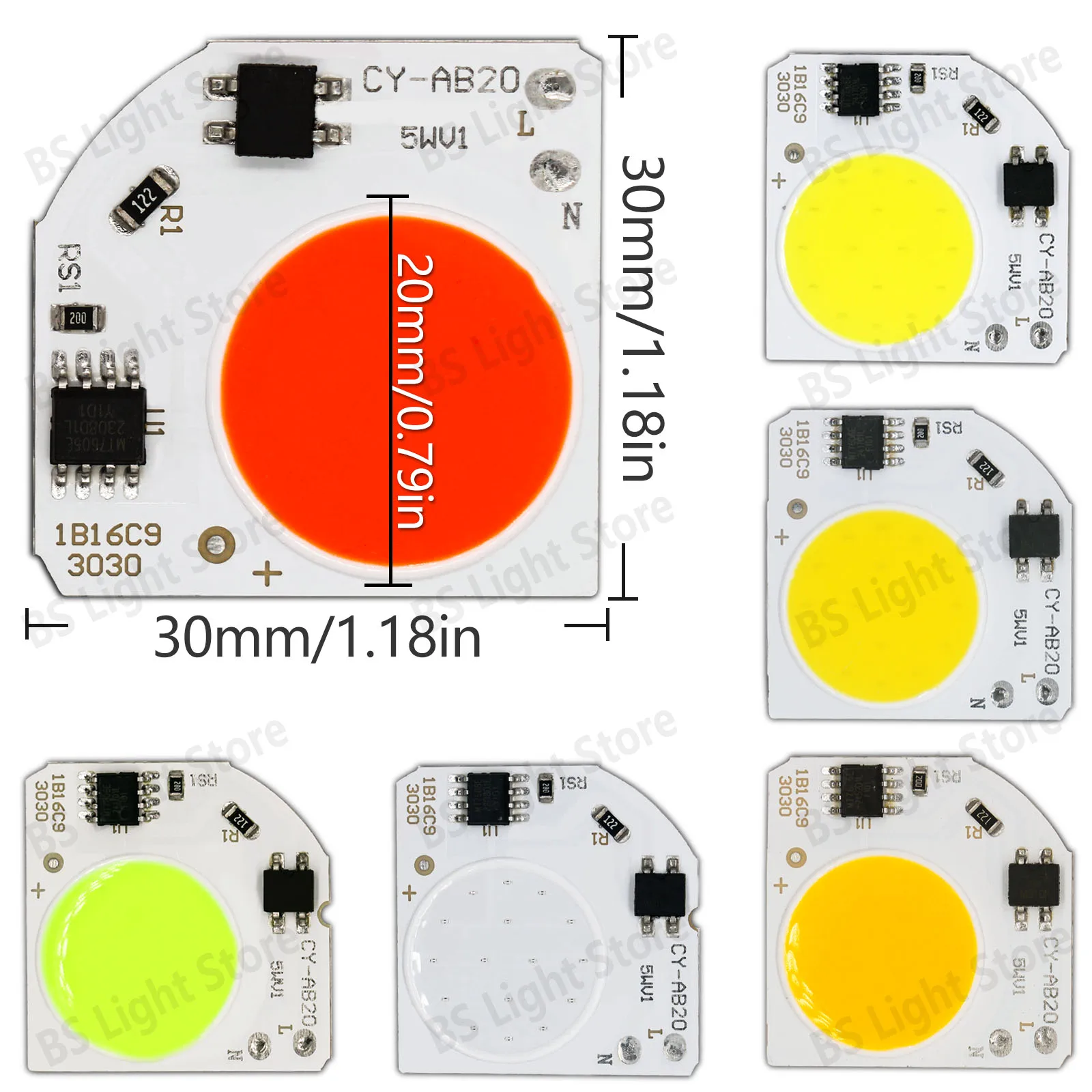 10 Uds Cob Led 220v blanco neutro cálido rojo azul verde 5W luces Led luces de pista focos decoración interior del hogar fuente de luz - imagen 2