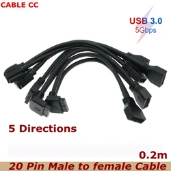 Cable Extensión IDC USB 3.0 Macho a Hembra – 90 Grados Chasis