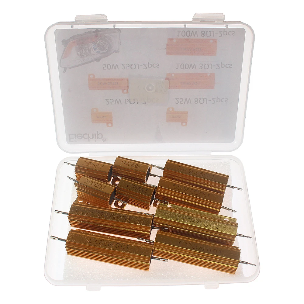 Kit de resistencia de carcasa de aluminio, 2-10 Uds., 25W, 6Ω/8Ω + 50W, 25Ω + 100W, 3Ω/8Ω, resistencia de carga para carga de freno/decodificador LED - imagen 5