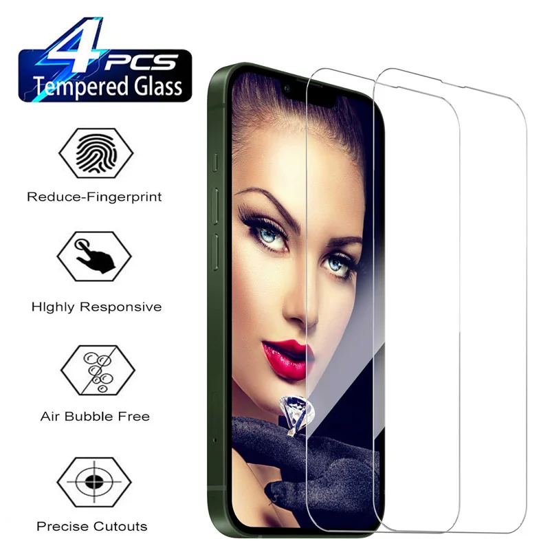 2/4 Uds vidrio templado HD para iPhone 16 15 14 Pro Max 16e Protector de pantalla para iPhone 16 15 14 Plus película - imagen 2