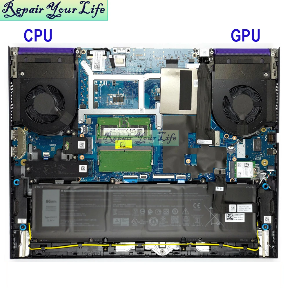 Radiador de refrigeración para ordenador portátil, ventilador de CPU GPU para Dell G16 7630 G15 5530 2023 Gamer, enfriador VGA DC12V EG75071S1-C280-S9A - imagen 5