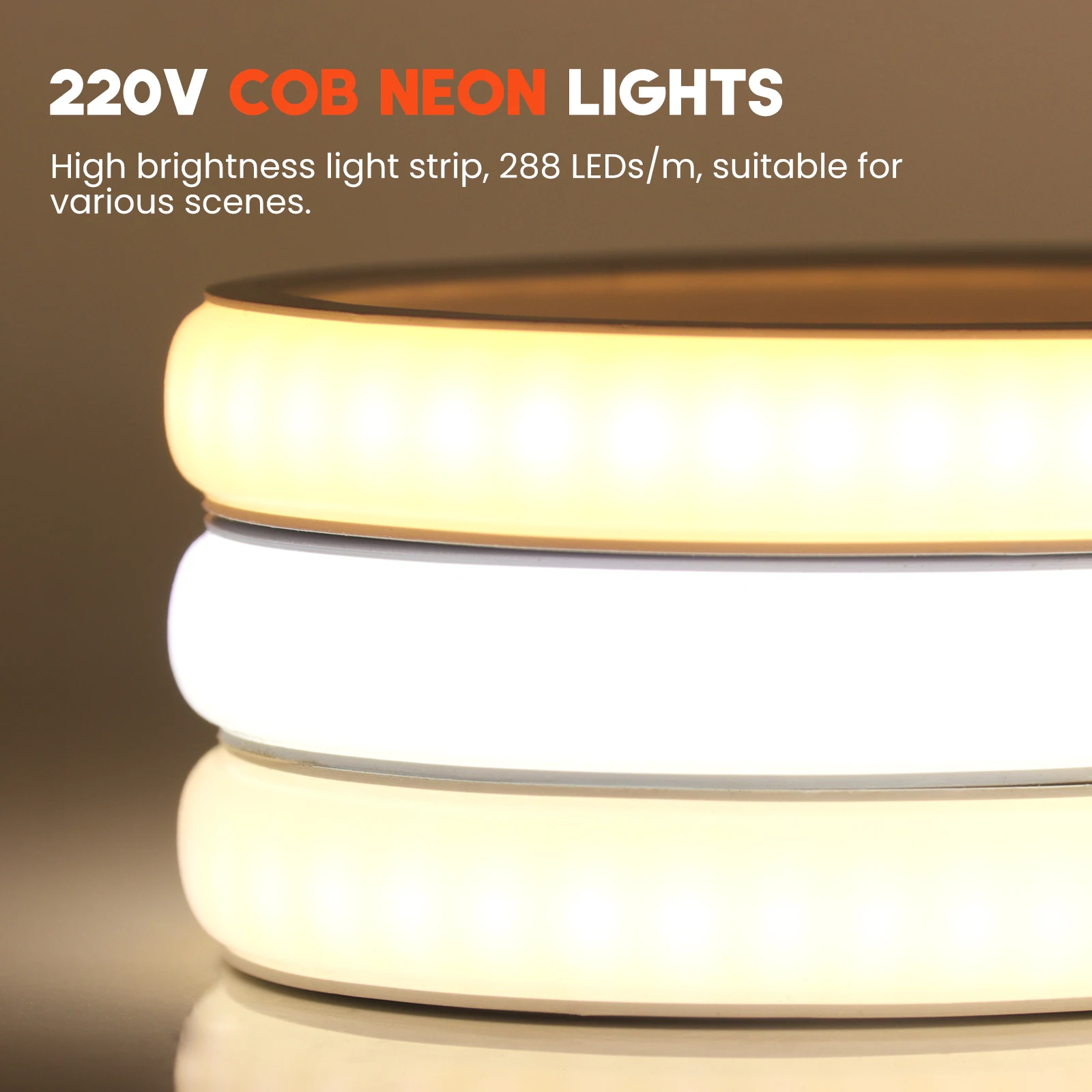 Tira de luces LED COB de 220V IP67, resistente al agua, 288LEDs/M, control remoto táctil de pared, WiFi, Bluetooth, cuerda de neón regulable, luz cálida/Natural/blanca - imagen 5