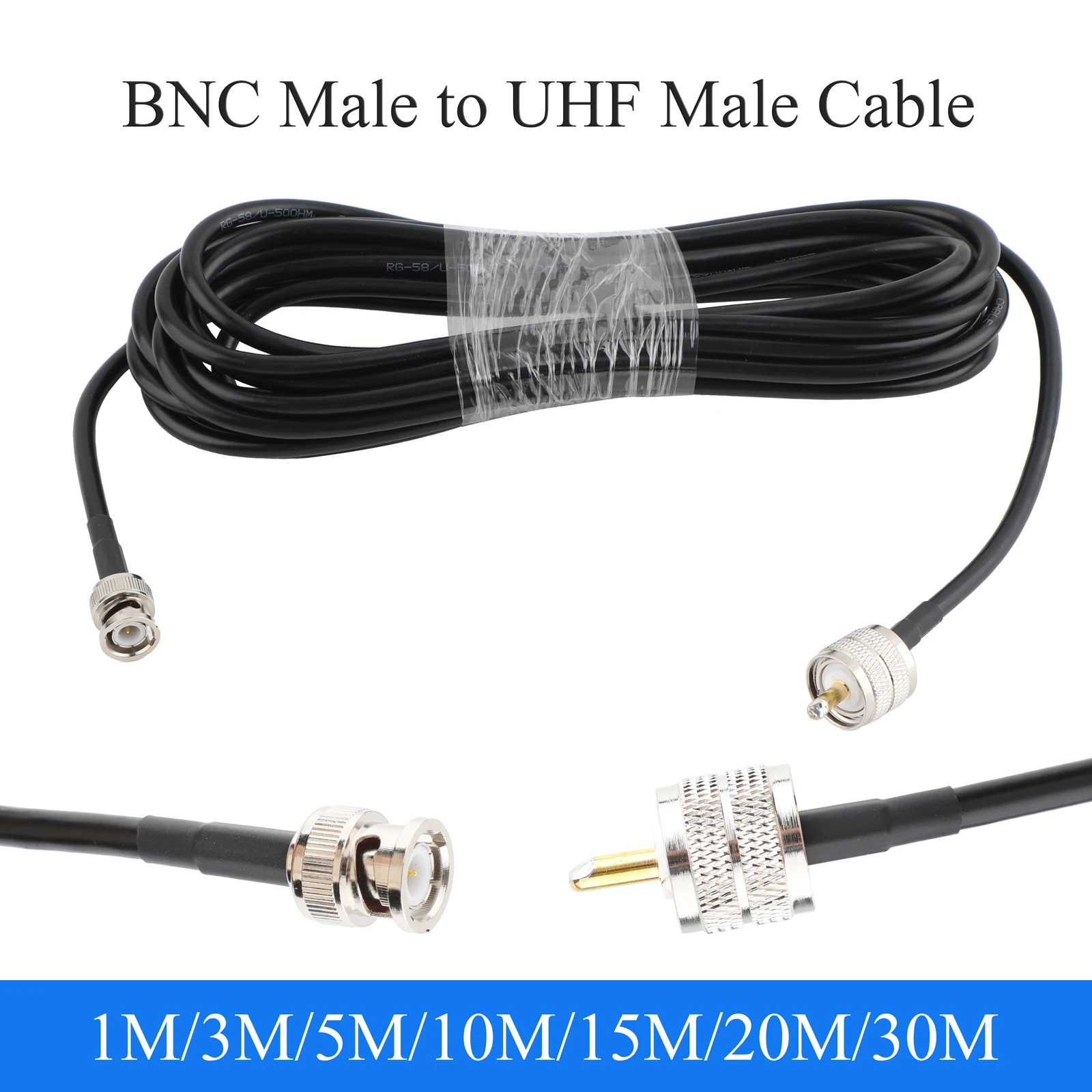 Cable de extensión Coaxial RF BNC macho a UHF macho de 1-30m RG58/50-3-preciable para antena de enrutador y red móvil 4G LTE - imagen 2