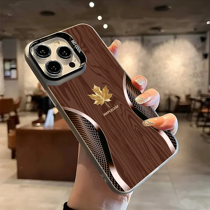 Funda de teléfono con patrón curvo de grano de madera y hoja de arce dorada para Samsung Galaxy S25 Ultra S24 Plus S23 FE S22 A16 A23 A26 A34 A55 - imagen 5