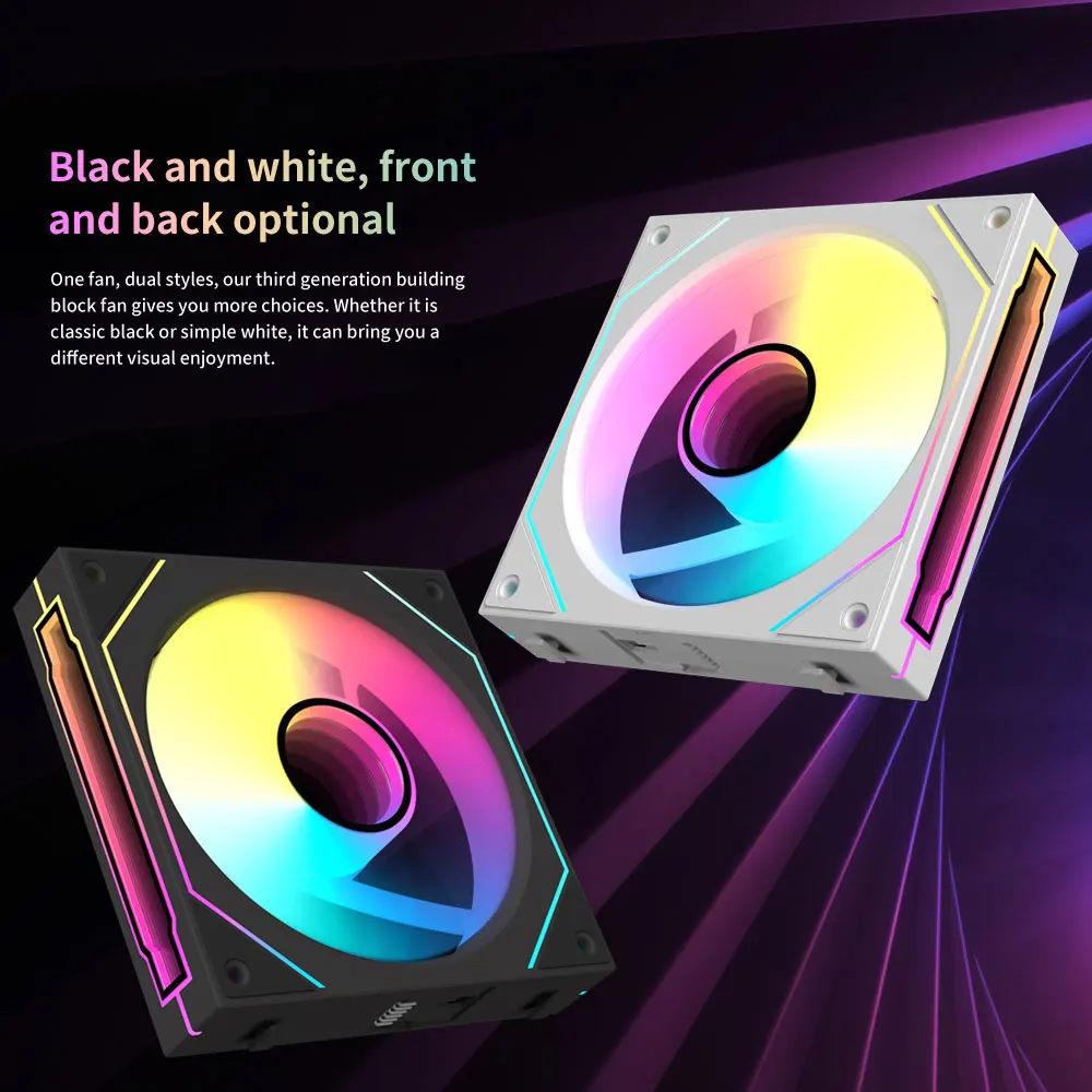Coolcirc-ventilador con cubierta de PC sin cable, 12V/4 pines, PWM, 800-1800RPM, silencioso, 5V/3 pines, ARGB, paquete Triple, ventilador de 120mm para refrigeración por agua - imagen 3