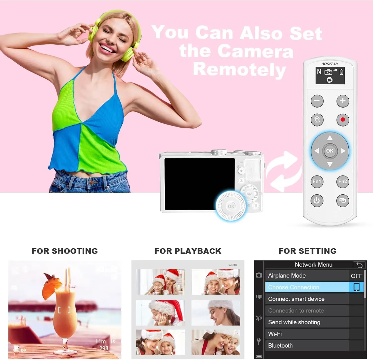 Blanco para Nikon inalámbrico recargable tiro agarre trípode obturador liberación Zoom y Control de enfoque para Z5II Z6III Z30 Z50 Z50II Zf - imagen 4