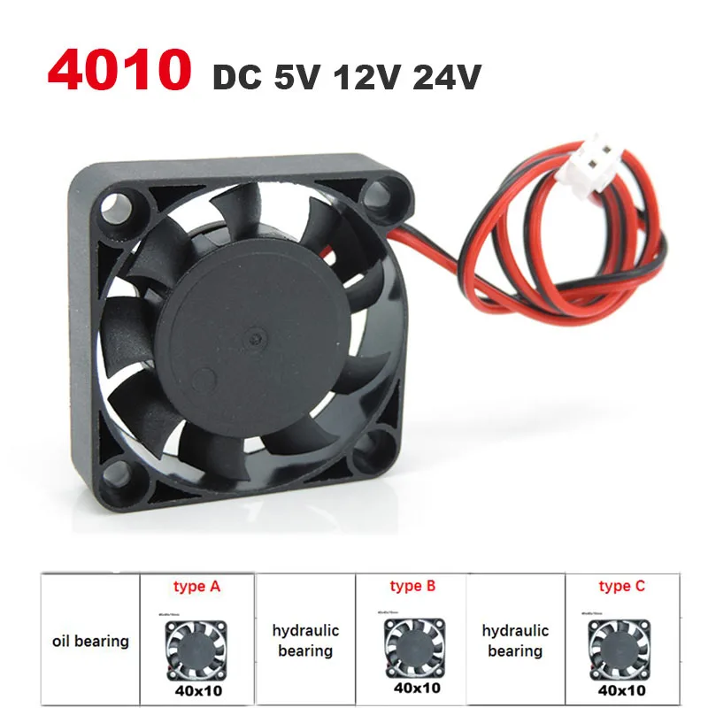 DC 5V 12V 24V 4010 40x40x10MM ventilador de refrigeración ventilador sin escobillas de bajo ruido manguito de rodamiento rodamiento de fluido hidráulico para impresora 3D 4cm - imagen 3