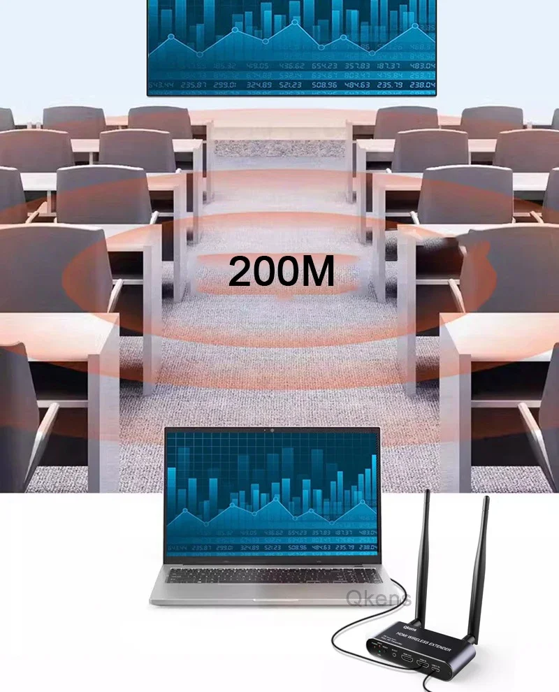 Extensor HDMI de transmisión inalámbrica de 200m, adaptador de pantalla 4K de 1080p, receptor transmisor de vídeo para cámara, portátil, PC a TV - imagen 5