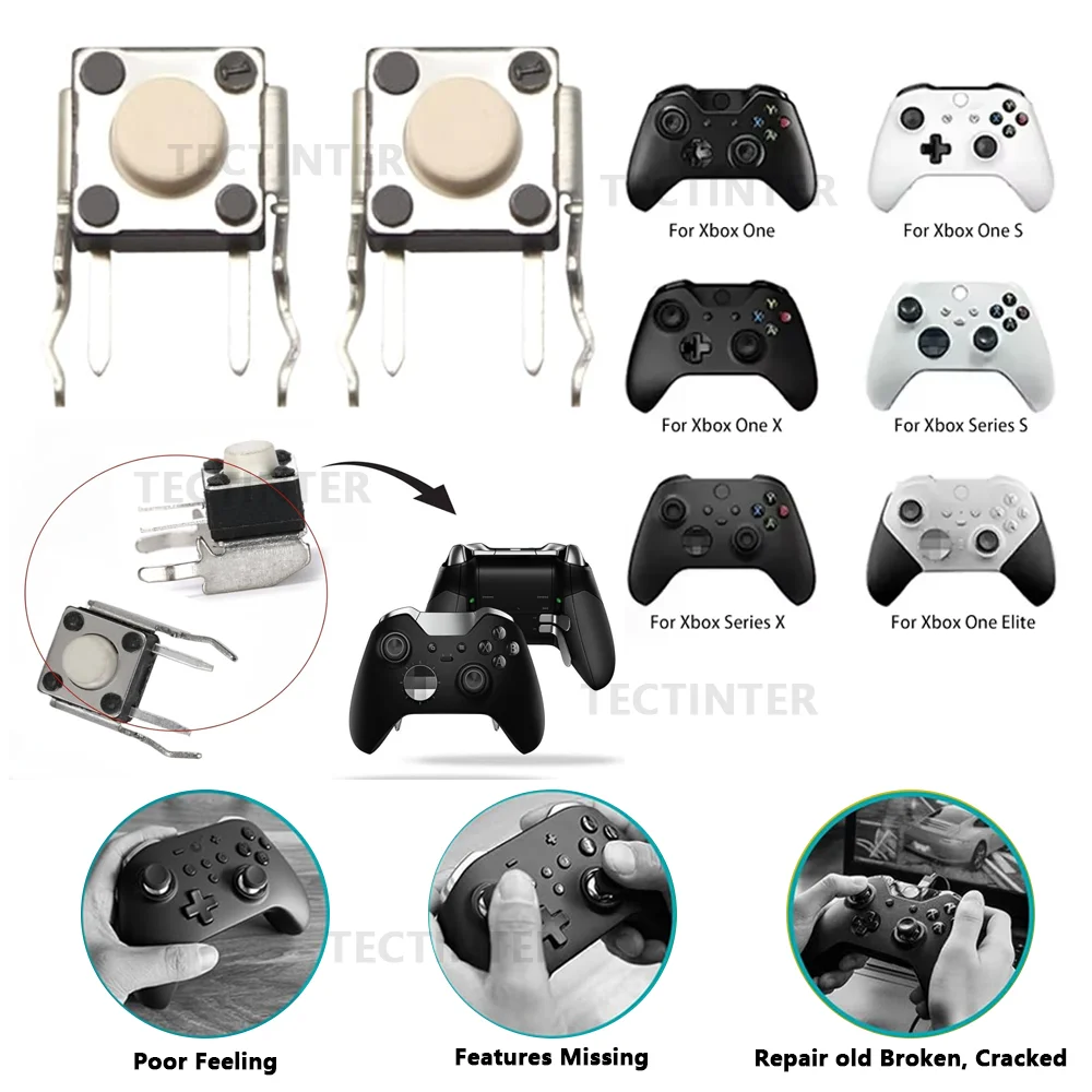 10-50 Uds RB LB botón de parachoques interruptor táctil para Xbox Series X/S Xbox One S/X Elite controlador reparación piezas de repuesto