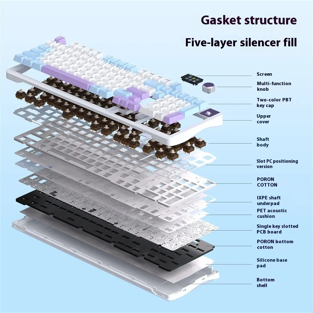 AULA-Teclado mecánico inalámbrico S98 PRO para videojuegos, dispositivo con cable, Bluetooth 2,4G, RGB, Hotswap, sin contacto - imagen 4
