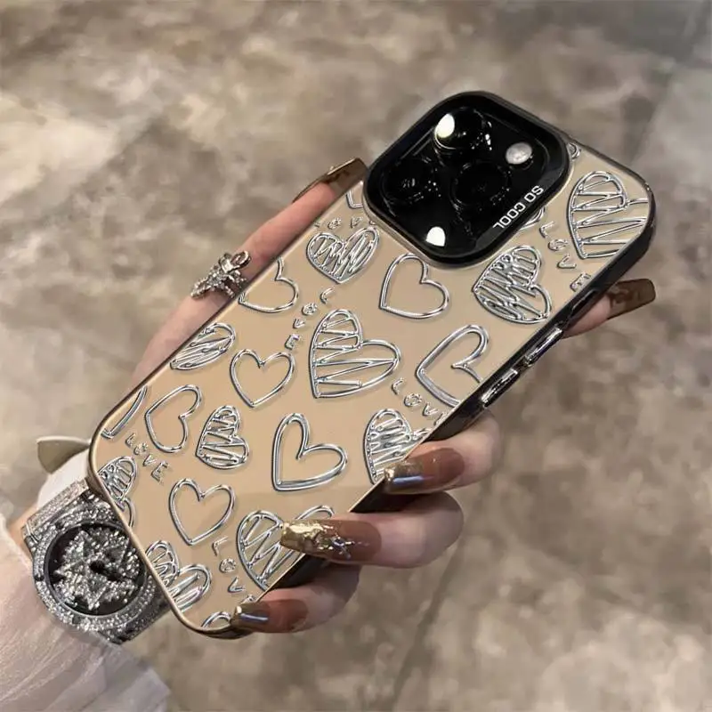 Funda para OPPO Reno 10 5G 6 7 Pro 5 6 Lite 7 4G A38 A17 A18 A15 A58 A77 A57 A76 A96 A74 A78 A98 5G Linda cubierta láser de corazón de amor - imagen 4