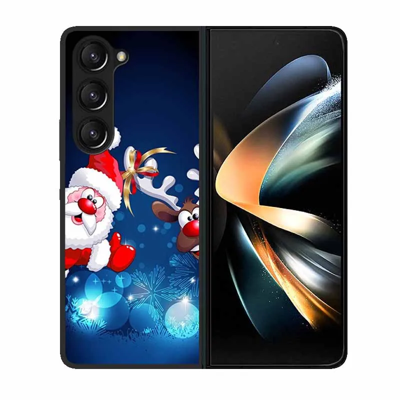 Funda de Navidad para Samsung Galaxy Z Fold 6, 5, 4, 3, Fold5, Fold4, cubierta de PC de plástico duro negro encantador para Galaxy Z Fold5 5 5G - imagen 2