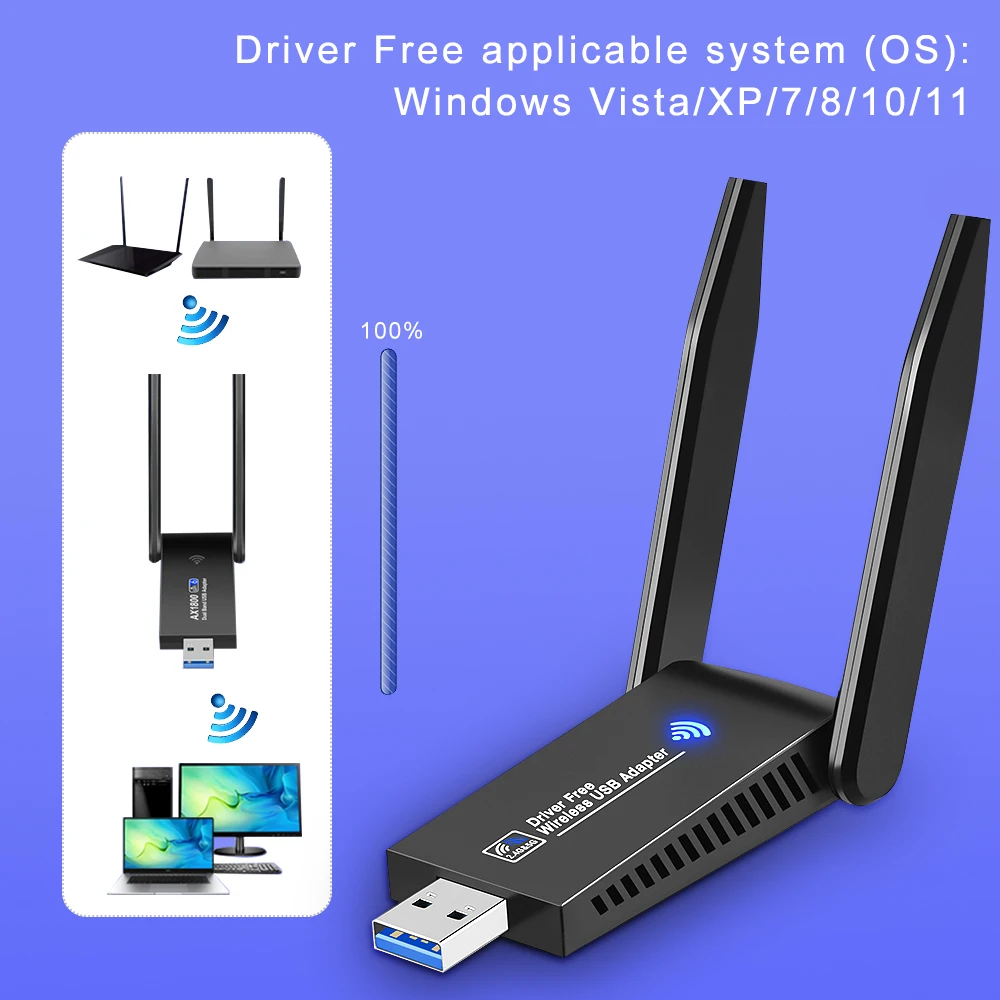 Adaptador USB 3,0 WiFi Bluetooth 5,0 de 1300Mbps, Dongle 2 en 1, doble banda, 2,4 GHz, 5GHz, WiFi 5, red, receptor Wlan inalámbrico, controlador gratuito - imagen 5