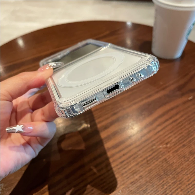 Funda de teléfono MagSafe para Samsung Galaxy Z Flip 5 4, carcasa trasera suave con cargador magnético - imagen 4