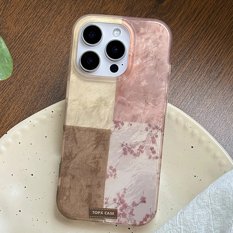 Funda de teléfono con estampado de flor de ciruelo y caligrafía de orquídeas de estilo Vintage para iPhone 16 15 14 13 12 11 Pro Max X XS 7 Plus, funda de silicona