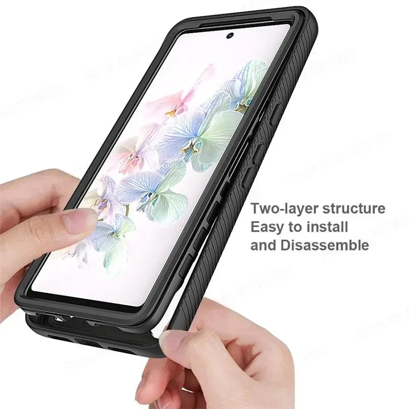 Funda transparente de protección de doble cara 360 para Google Pixel 7 Pro Pixel 7A Pixel 6A Color caramelo TPU cubierta transparente de parachoques - imagen 3