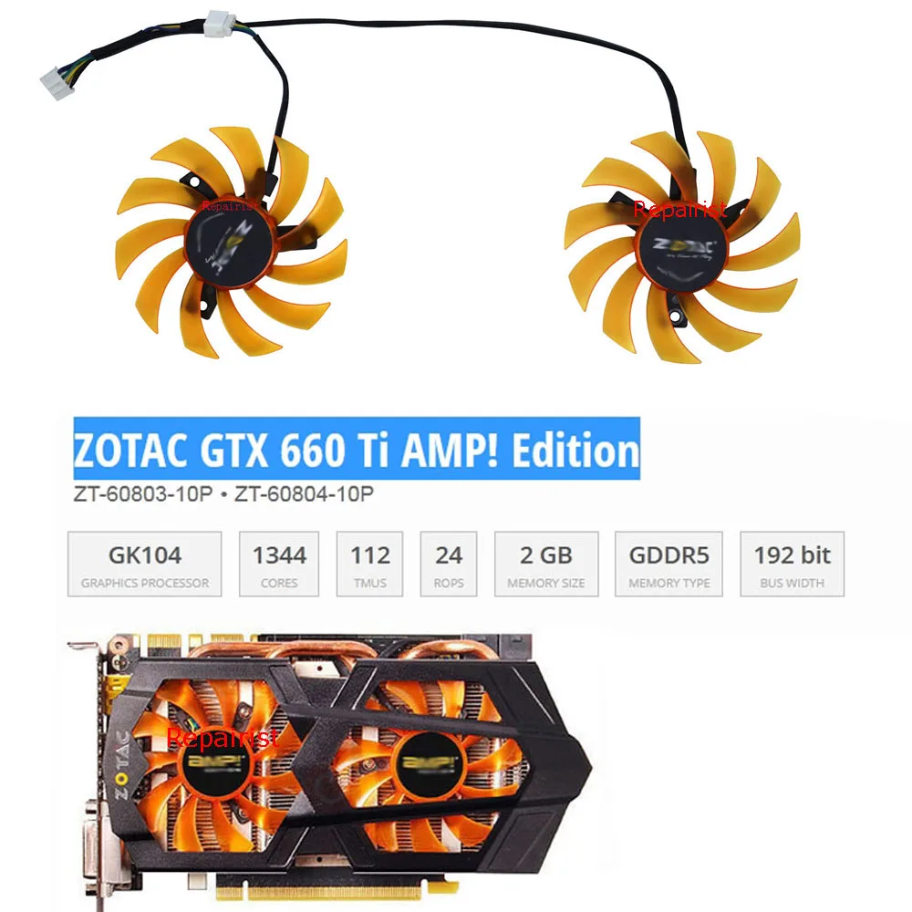 Ventilador de refrigeración de vídeo,para ZOTAC GTX 660 2GD5,para ZOTAC GTX960 2gb, 75mm de diámetro, GA81S2U,PLD08010S12HH, Juego de 2 unidades - imagen 5