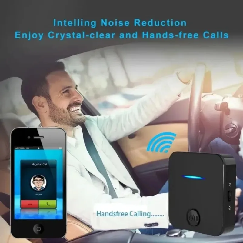 Transmisor receptor de Audio Bluetooth 5,0, conector auxiliar de 3,5mm, adaptador inalámbrico de música manos libres estéreo con micrófono para coche, PC, TV y auriculares - imagen 3