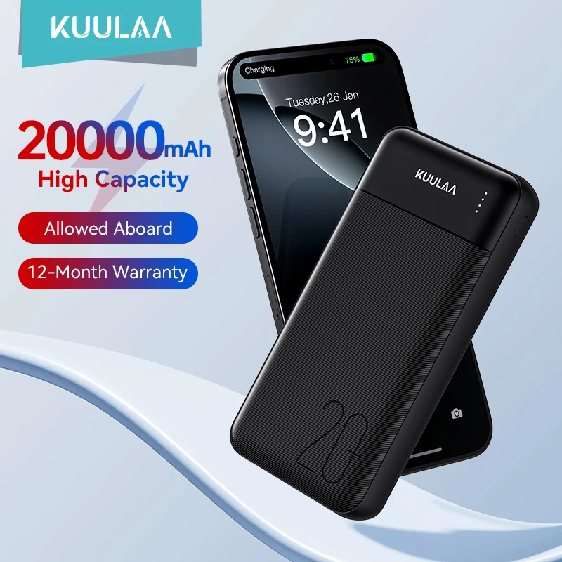 KUULAA 20000mAh banco de energía cargador portátil batería externa PoverBank carga rápida Powerbank para iPhone Xiaomi mi POCO