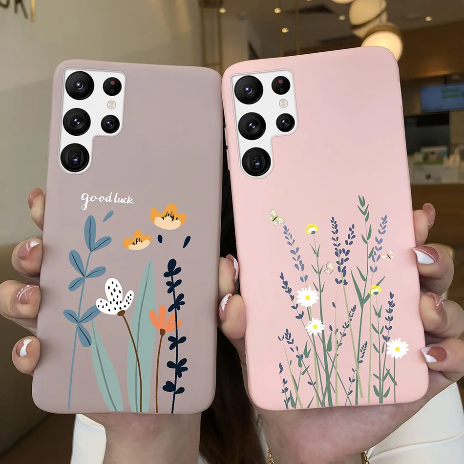 Funda de silicona ultra suave para Samsung S22, carcasa de moda con corazón, girasol, margarita, aguacate, Galaxy S 22 Ultra - imagen 5